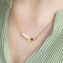 Asymmetric Pearl And Birthstone Initial Necklace, thumbnail 4 of 11