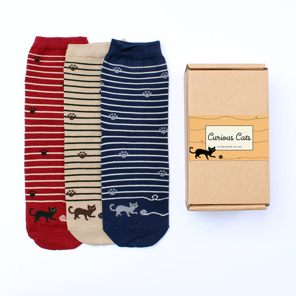 Curious Cat Socks Gift Box By Studio Hop
