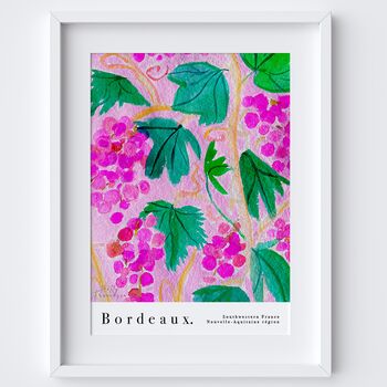 Bordeaux Grapes Art Print, Watercolour Wine Poster, 2 of 2