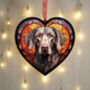 Weimaraner Stained Glass Effect Heart Suncatcher, thumbnail 3 of 5