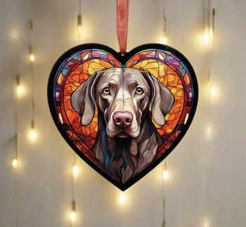 Weimaraner Stained Glass Effect Heart Suncatcher, 3 of 5