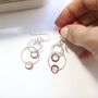 Silver And Rose Gold Swinging Circles Dangly Earrings, thumbnail 7 of 10