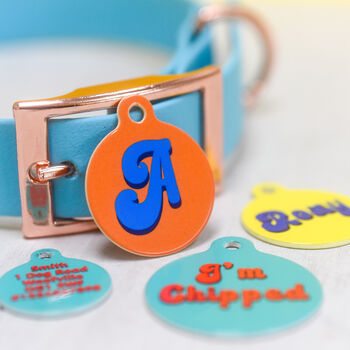 Personalised Retro Vibes Pet Name ID Tag, 7 of 12