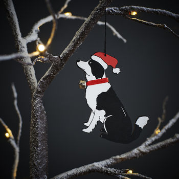 Border Collie Dog Christmas Tree Decoration Personalisation Available, 2 of 3