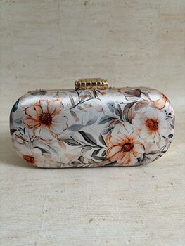 Grey Floral Oval Clutch Bag, 3 of 12