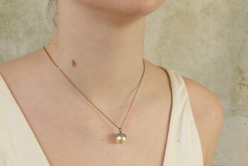 Verdigris Pearl Acorn Necklace, 2 of 11