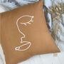 Embroidered Face Art Linen Cushion, thumbnail 4 of 5