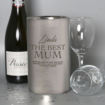 Personalised The Best Mum Stainless Steel Wine Cooler, 3 of 3