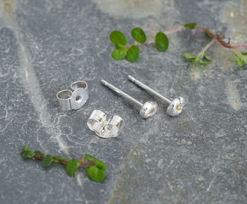 Raw Diamond Stud Earrings In Oganic Shapes, 3 of 3