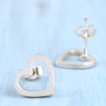 Silver Heart Earrings. Geometric Studs, 5 of 10