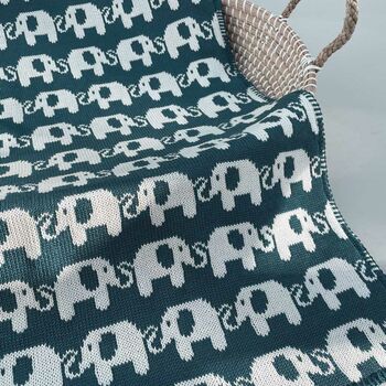Personalised Knitted Elephant Baby Blanket, 9 of 11