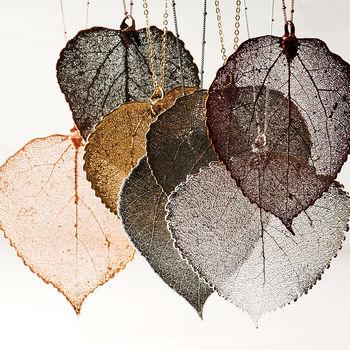 Aspen Real Leaf Necklace Large Size, 2 of 12