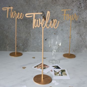 Script Font Wedding Wooden Table Numbers, 7 of 10