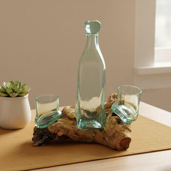 Whisky Decanter And Two Tumblers On Wood, 4 of 9