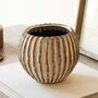 Ribbed Round Ceramic Vase, thumbnail 1 of 3