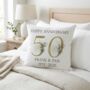 Personalised Golden 50th Wedding Anniversary Cushion, thumbnail 1 of 8