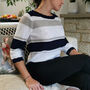 Adelaide Striped Cotton Jumper With Mini Sequins, thumbnail 1 of 8