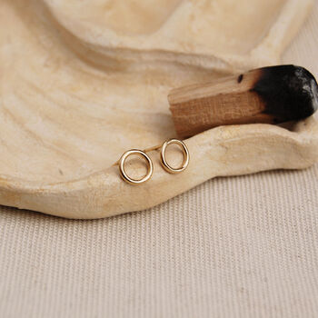 Minimalist Open Circle Stud Earrings In Silver Or Gold, 8 of 9