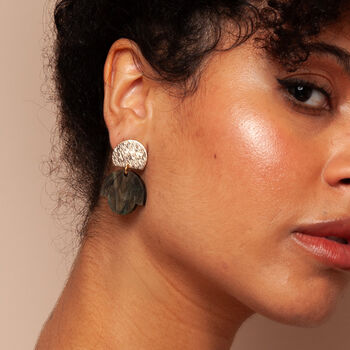 Art Deco Inspired Green Bloom Necklace And Earrings Set, 2 of 5