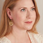 White Seed Pearl Beaded Hoop Drop Earrings, thumbnail 3 of 10