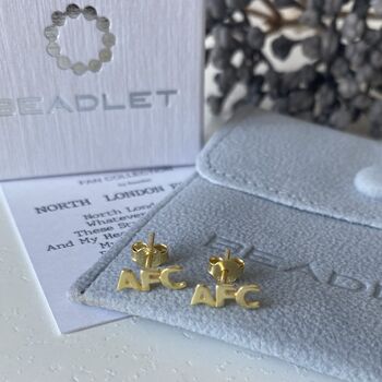 Arsenal Afc Earrings Football Fan Gift For Her Gold Plated 925, 4 of 5