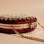 Mahiya Round Maroon Velvet Clutch, thumbnail 8 of 9