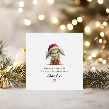 Bunny Christmas Card, For Granddaughter, Daughter Or Niece, 2 of 2