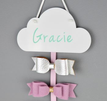 Personalised Hair Bow Holder White With Colour Options, 3 of 12