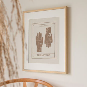 Personalised 'The Lovers' Tarot Print With Initials, 2 of 7