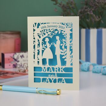 Personalised Papercut Couple Wedding Date Card, 5 of 8