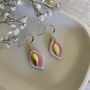 Handmade Baby Pink Ceramic Leaf Earrings Gold Plated, thumbnail 7 of 8