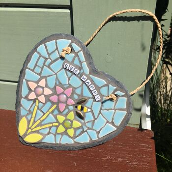 Personalised 'Bee Happy' Mosaic Hanging Heart, 6 of 6