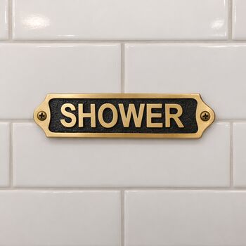 Classic Brass Shower Door Plaque With Black Finish, 3 of 4