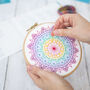 Rainbow Mandala Embroidery Kit, Colourful Diy Hoop Art For Beginners, thumbnail 4 of 6