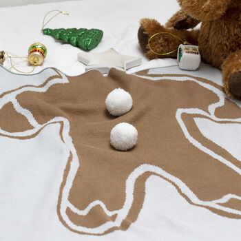 Gingerbread Soft Knit Christmas Baby Blanket, 6 of 11