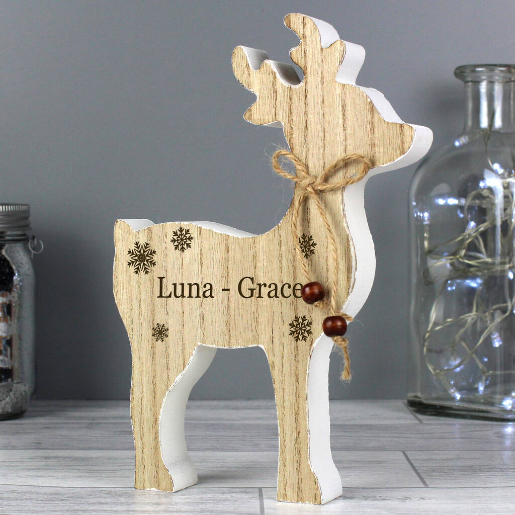 Personalised Name Wooden Reindeer Decoration By Blackdown Lifestyle ...