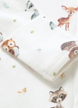 Woodland Animals Organic Cotton Baby Knotted Gown And Hat Set, 2 of 3
