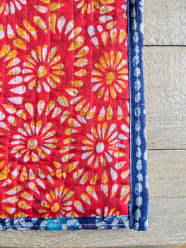 Quilted Sari Fabric Placemats, Cotton Sari Dining Table Mats, Set Of Two Mats, Fair Trade, 6 of 6