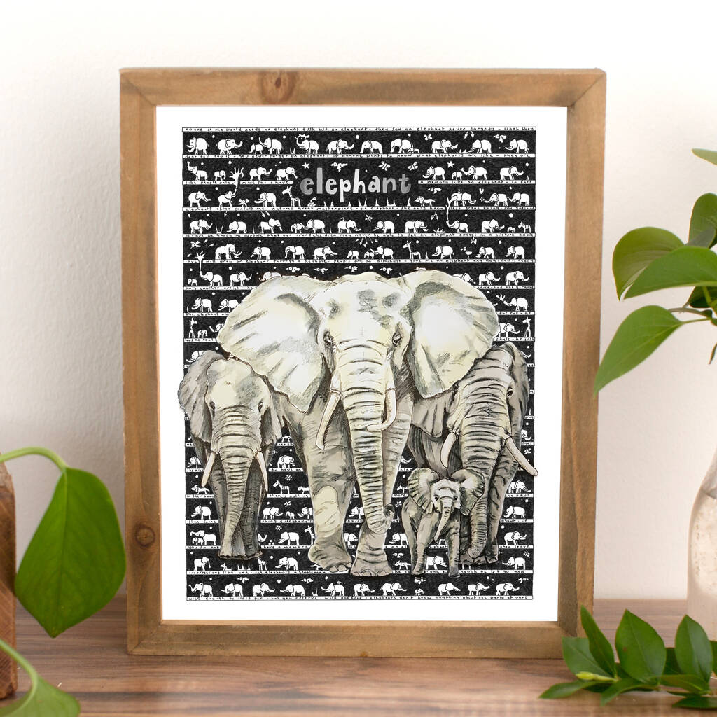 Elephant Fine Art Giclee Print By Tiny Art Guy