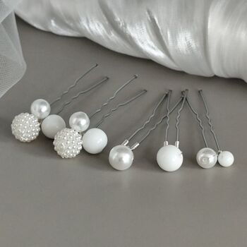 Set Of Five Pearl Bridal Hair Pins, 4 of 11