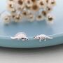 Mismatched Stegosaurus And Triceratops Dinosaur Stud Earrings In Sterling Silver, thumbnail 7 of 12