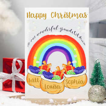 Personalised Rainbow Grandson Christmas Card, 7 of 10