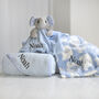 Personalised Blue Elephant Blanket, Comforter And Towel, thumbnail 1 of 9