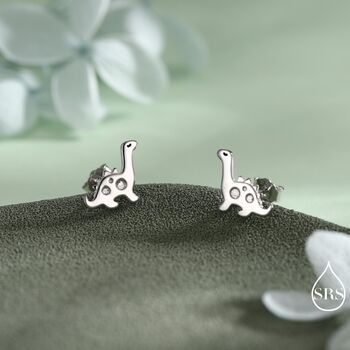 Cute Dinosaur Stud Earrings In Sterling Silver, 7 of 12