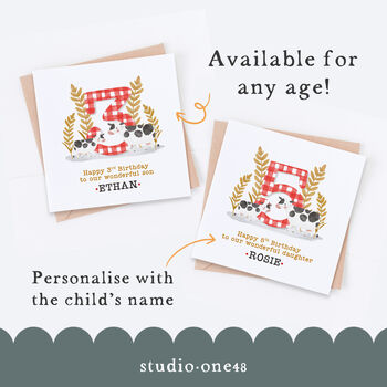 Personalised Any Age Gingham And Cows Birthday Card, 2 of 3
