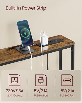 Console Table Slim Sofa Table With Charging Station, 3 of 5
