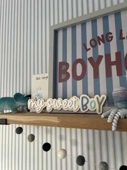 Wooden Playroom Decor 'My Sweet Boy' Sign Children’s Bedroom Playroom Decor, 2 of 3
