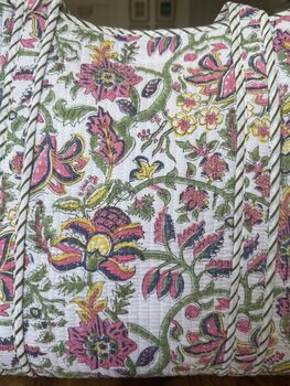 Tote Bag, Beach Bag, Block Print Indian Handbag, Multicolour, 3 of 13