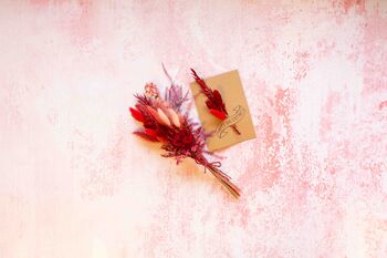 Red Rose Dried Flower Valentines Posy And Gift Card, 3 of 4