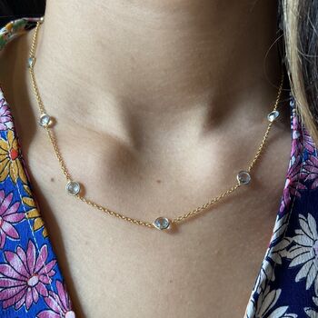 Antibes Blue Topaz And Gold Necklace, 5 of 5